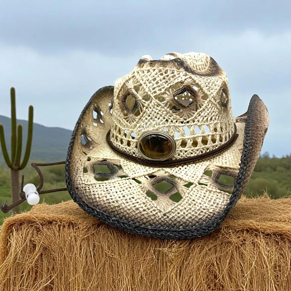Wild Bull International Cowboy Cowgirl Hat Rodeo Rigid Straw Western Distressed